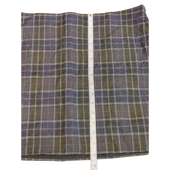 THEORY Plaid Mini Skirt Wool Blend Lined Side Zip Blue Gray Womens Size 10 - Picture 6 of 9